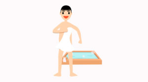 体を綺麗に拭き上げているイラスト