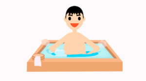 湯船に浸かっているイラスト